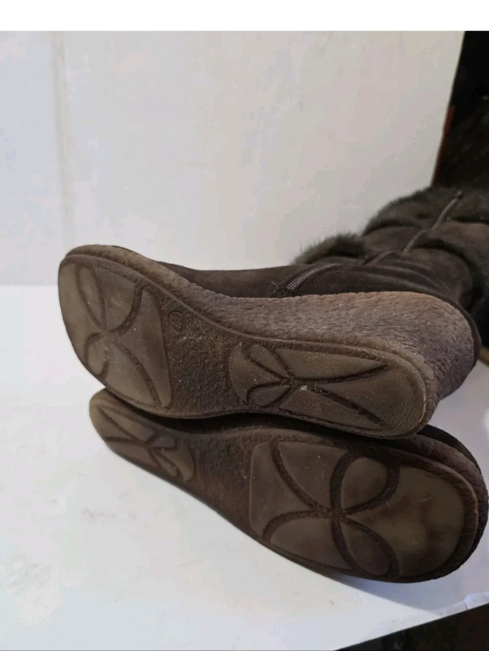 Jeffrey Campbell Faux Fur Trim Brown Women's Wedge Boots Size 10